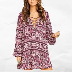 Show Me Your MuMu Plum Paisley Mini Tunic Dress